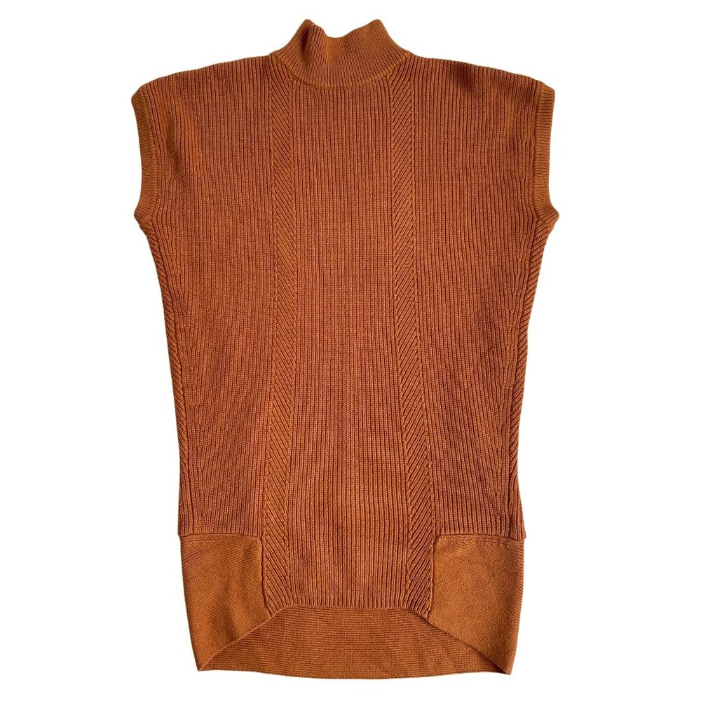Anthropologie Women's Medium Mock Neck Sleeveless Ribbed Knit Sweater Mini Dress - Picture 2 of 9